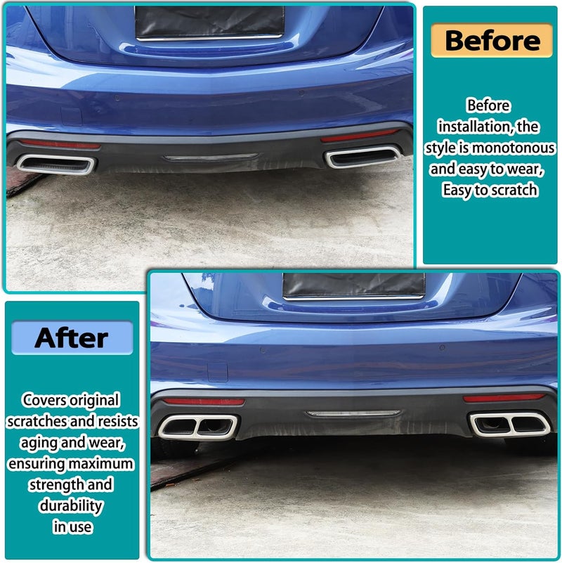 Hudiriy Tailpipe Exhaust Muffler Tail Pipe Cover Trim Decal Exterior Accessories Compatible with Cadillac CT4 CT5 2020-2023 Tail Pipe Trim (Bright Light) - Image 3